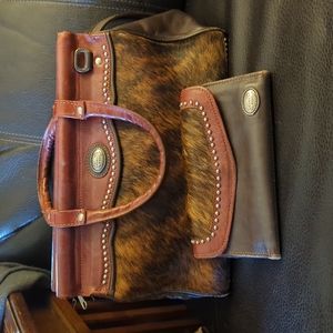 American West Leather/ Cow Hide Bag & Wallet